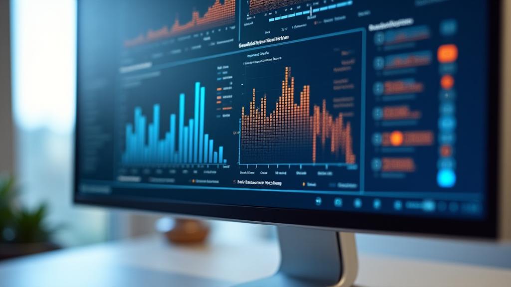 Complex data visualization dashboard showing multiple analytics metrics