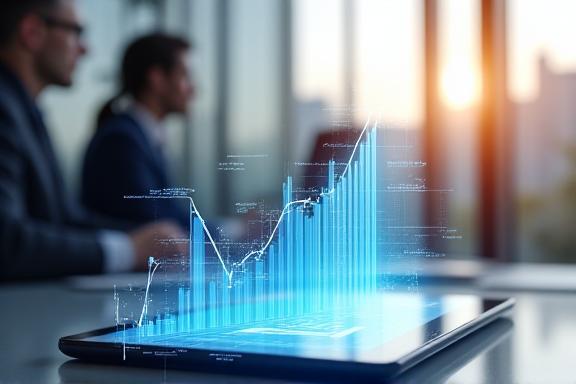 Clean professional shot of analytical tools predicting future growth trends